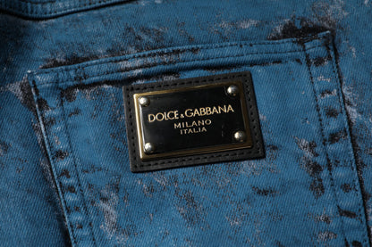 Dolce &amp; Gabbana – Blaue Skinny-Jeans aus Baumwolle mit Batikmuster für Herren
