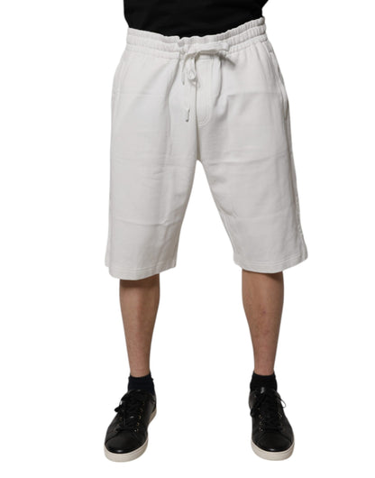 Dolce &amp; Gabbana Weiße Baumwoll-Sweatshorts Herren Bermudashorts