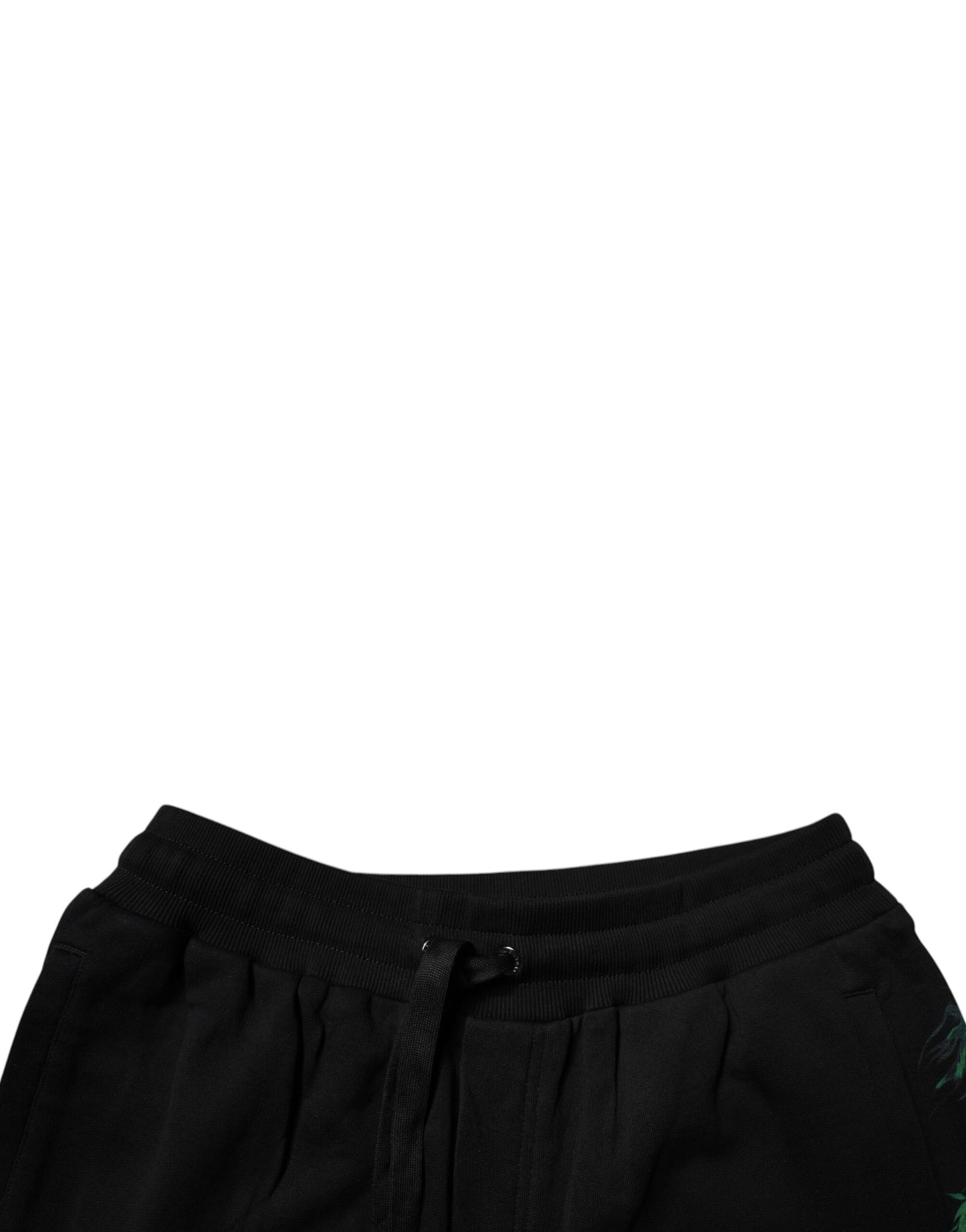 Dolce &amp; Gabbana – Schwarze Bermudashorts aus Baumwolle mit Logo und Blumendruck