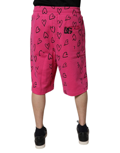 Dolce &amp; Gabbana – Rosa Bermudashorts aus Baumwolle mit Herz-Print