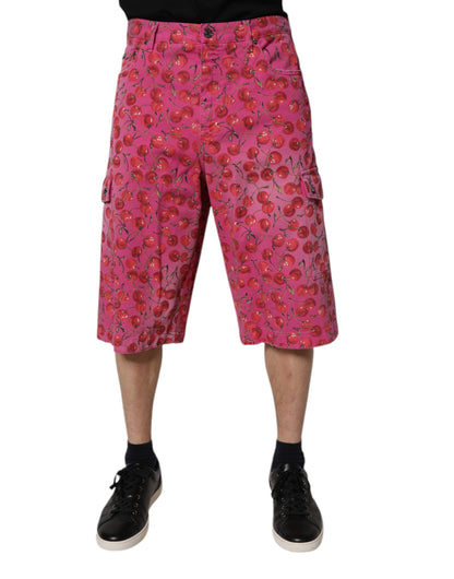 Dolce &amp; Gabbana – Cargo-Shorts aus Baumwolle mit Kirschprint in Rosa
