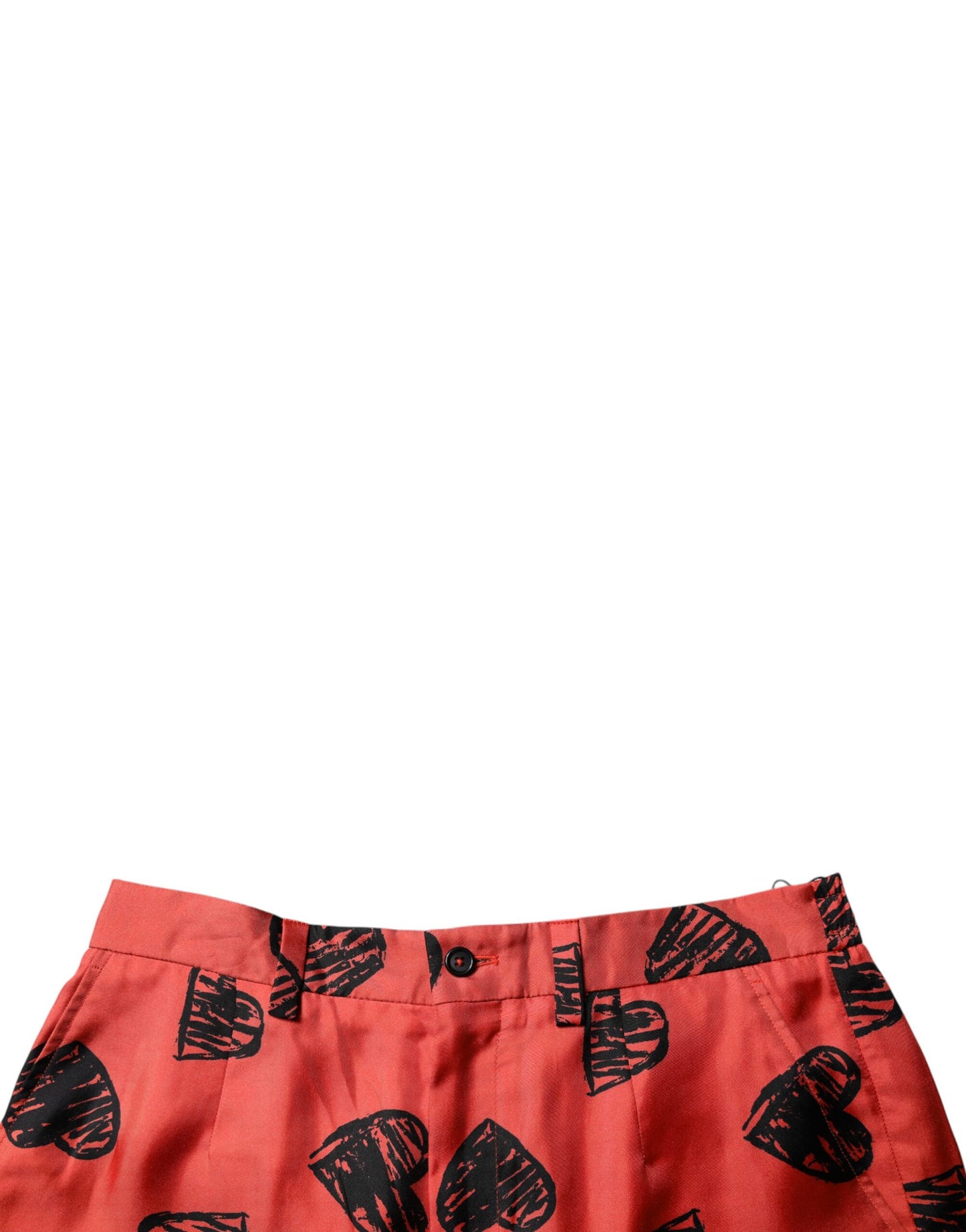 Dolce & Gabbana Orange Silk Heart Print Bermuda Shorts