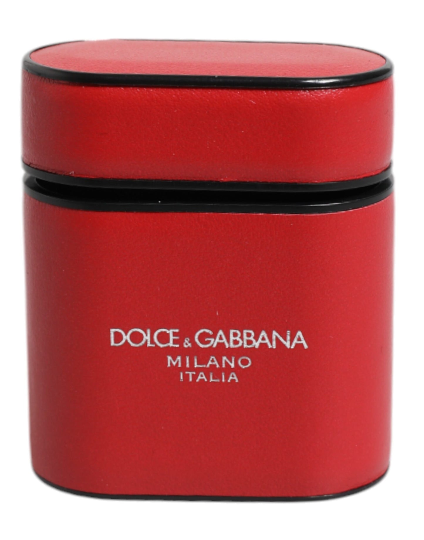 Dolce &amp; Gabbana – Airpods-Hülle mit Klapphalter und Logo-Print aus rotem Kalbsleder