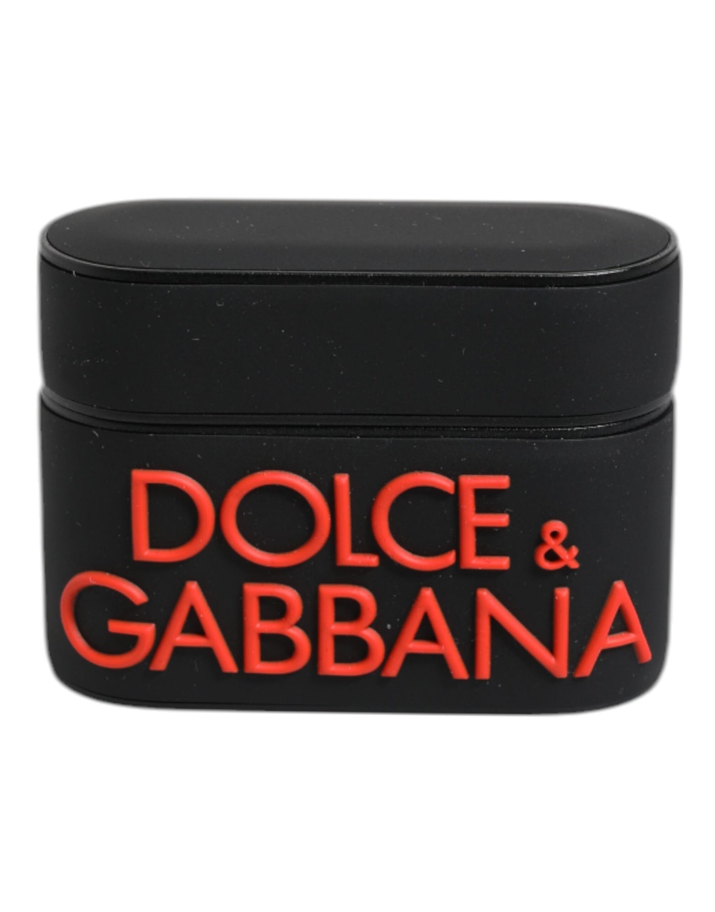 Dolce &amp; Gabbana – Airpods-Hülle aus Silikon mit geprägtem Logo in Schwarz und Orange