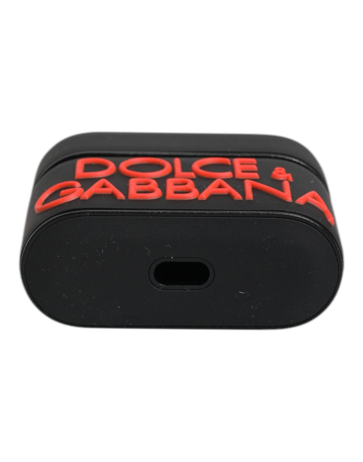 Dolce &amp; Gabbana – Airpods-Hülle aus Silikon mit geprägtem Logo in Schwarz und Orange