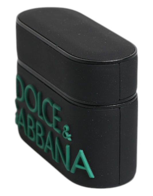 Dolce &amp; Gabbana – Airpods-Hülle aus Silikon mit geprägtem Logo in Schwarz und Orange
