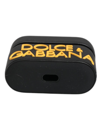 Dolce &amp; Gabbana – Airpods-Hülle aus Silikon mit geprägtem Logo in Schwarz und Gelb
