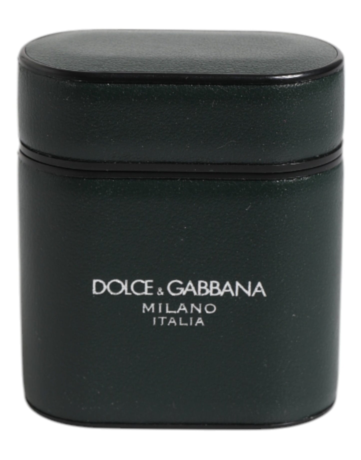 Dolce &amp; Gabbana AirPods-Hülle aus grünem Kalbsleder mit Logo-Print und Klappverschluss