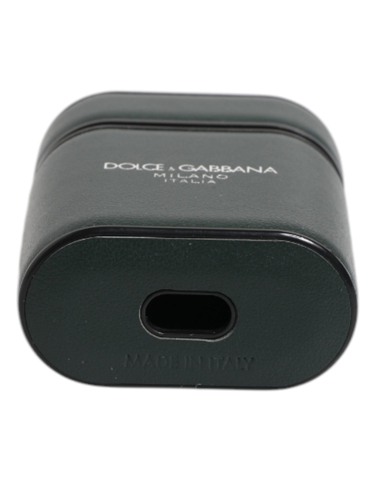 Dolce &amp; Gabbana AirPods-Hülle aus grünem Kalbsleder mit Logo-Print und Klappverschluss