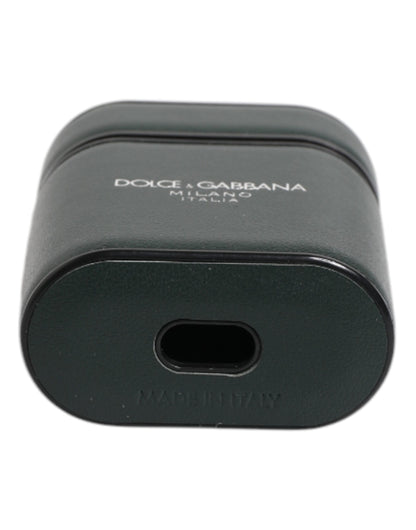 Dolce &amp; Gabbana AirPods-Hülle aus grünem Kalbsleder mit Logo-Print und Klappverschluss