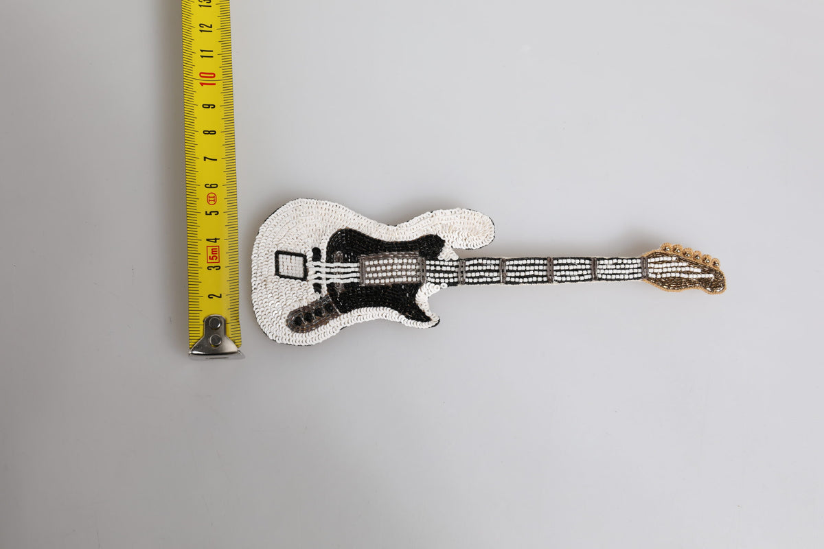 Dolce &amp; Gabbana – Gitarren-Brosche mit Logo und Perlen aus goldenem Messing