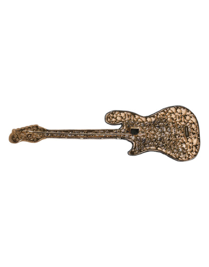 Dolce &amp; Gabbana – Gitarren-Brosche mit Logo und Perlen aus goldenem Messing