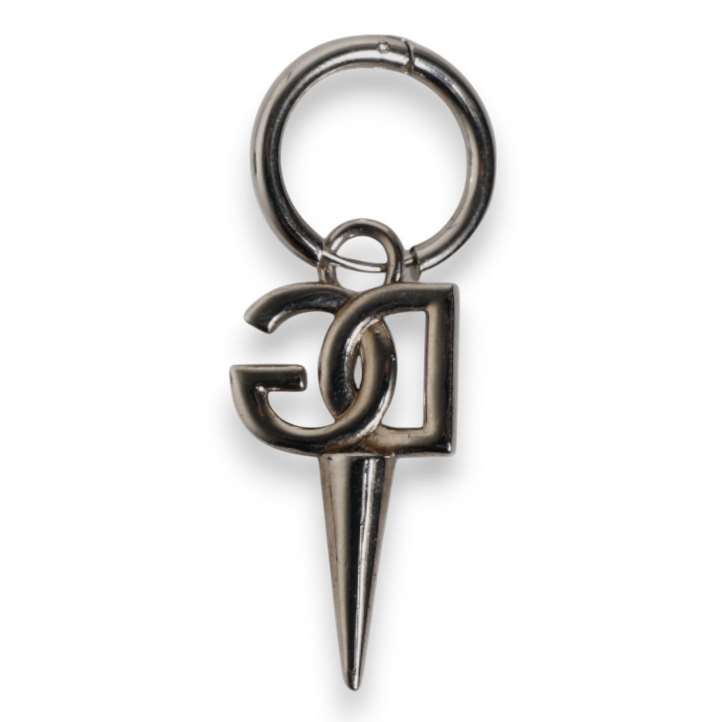 Dolce & Gabbana Silver Brass DG Logo Metal Ring Holder Keychain Keyring