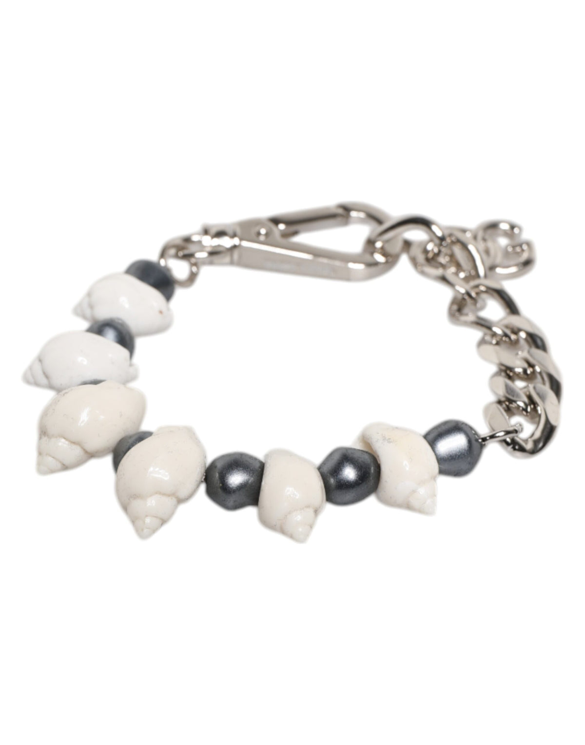 Dolce &amp; Gabbana – Armband mit Muschelanhänger und DG-Logo in Silbertönen aus Messing