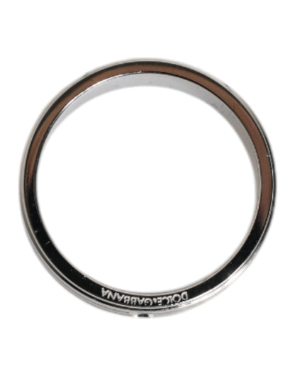 Dolce &amp; Gabbana – Silberfarbener Messingring mit DG-Logo und klarem Kristall