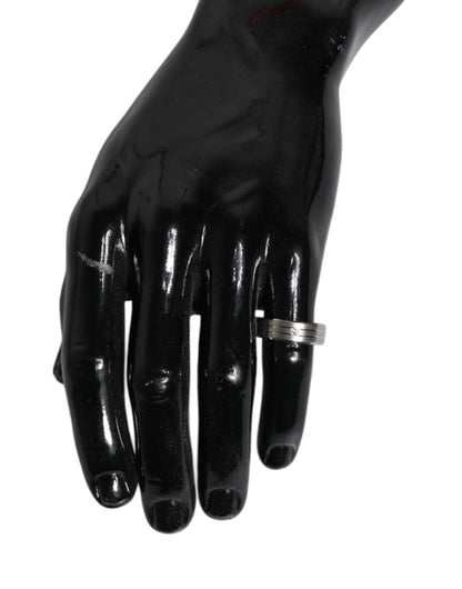 Dolce &amp; Gabbana – Silberfarbener Messingring mit DG-Logo und klarem Kristall