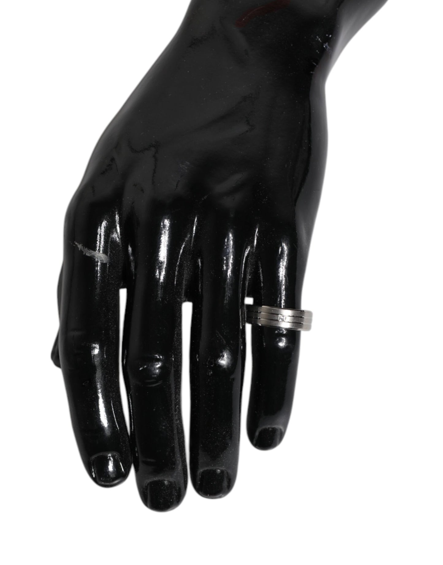 Dolce &amp; Gabbana – Silberfarbener Messingring mit DG-Logo und klarem Kristall