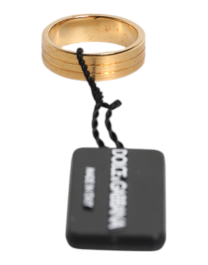 Dolce &amp; Gabbana – Goldfarbener Messingring mit rotem Kristall und DG-Logo