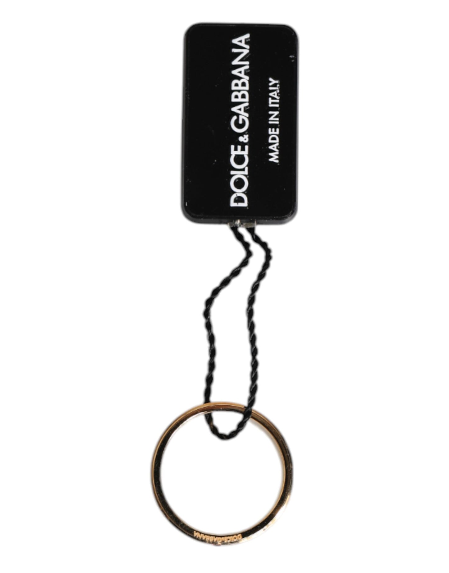 Dolce &amp; Gabbana – Goldfarbener Messingring mit rotem Kristall und DG-Logo