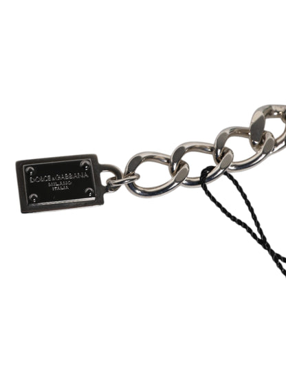 Dolce &amp; Gabbana – Charm-Armband mit Würfel-Logo aus silberfarbenem Messing