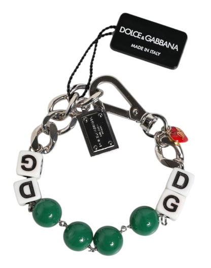 Dolce &amp; Gabbana – Charm-Armband mit Würfel-Logo aus silberfarbenem Messing