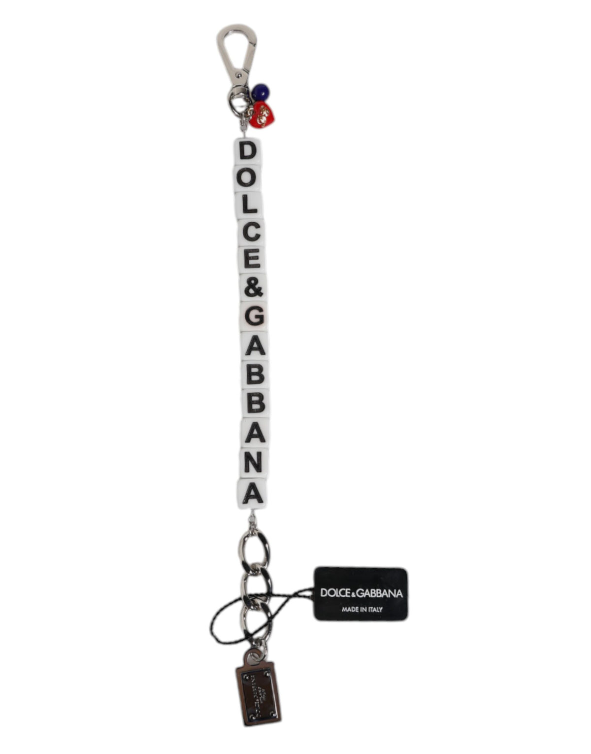 Dolce &amp; Gabbana – Charm-Armband mit Würfel-Logo und silberner Messingkette