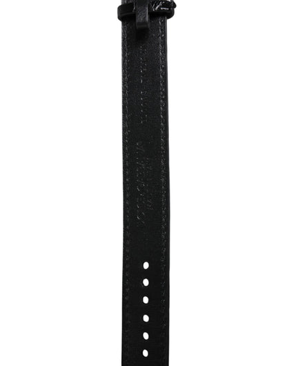 Dolce &amp; Gabbana Armband aus schwarzem exotischem Leder mit goldfarbener Metallschnalle