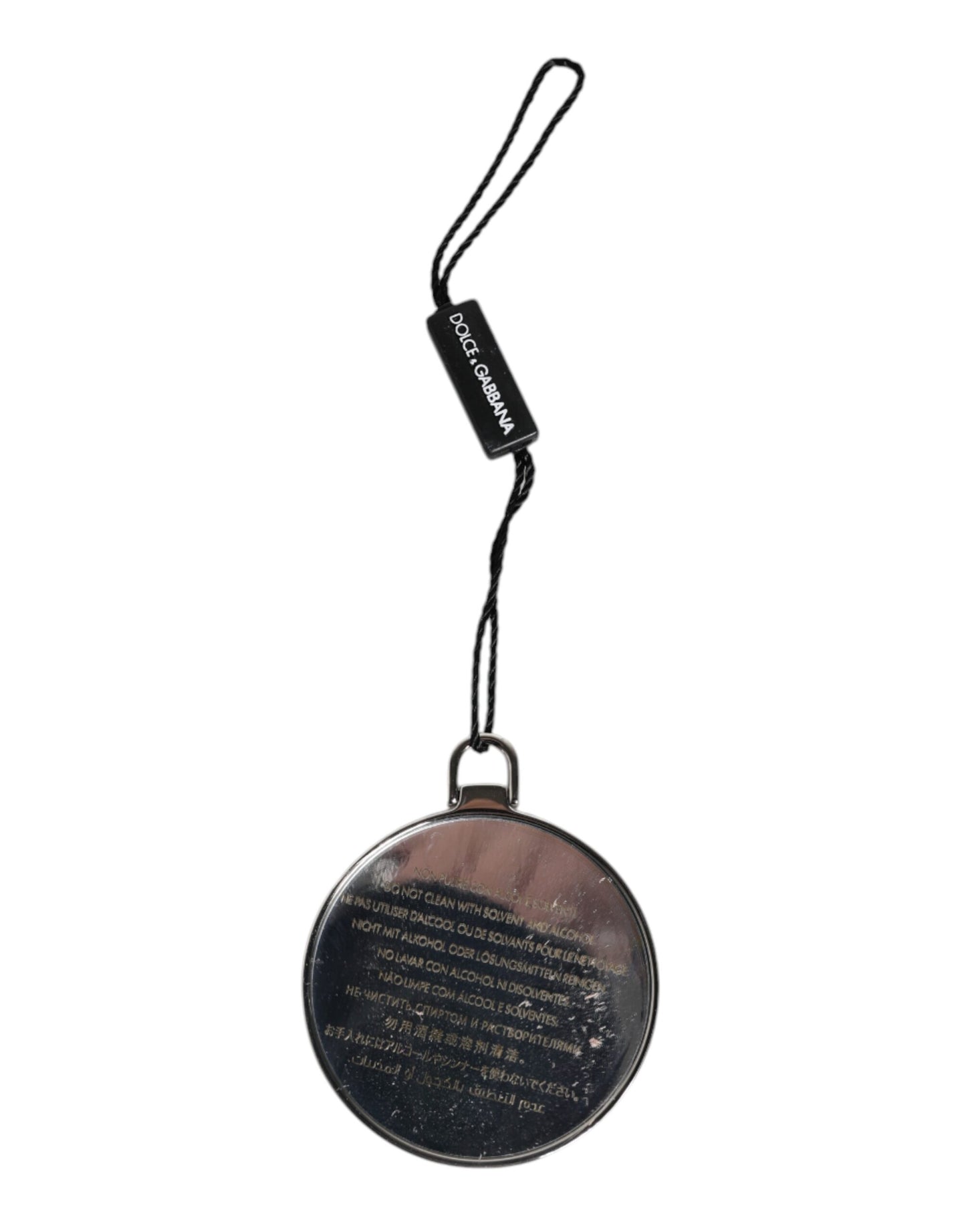 Dolce &amp; Gabbana – Handspiegelhalter aus grünem Kalbsleder mit rundem Logo