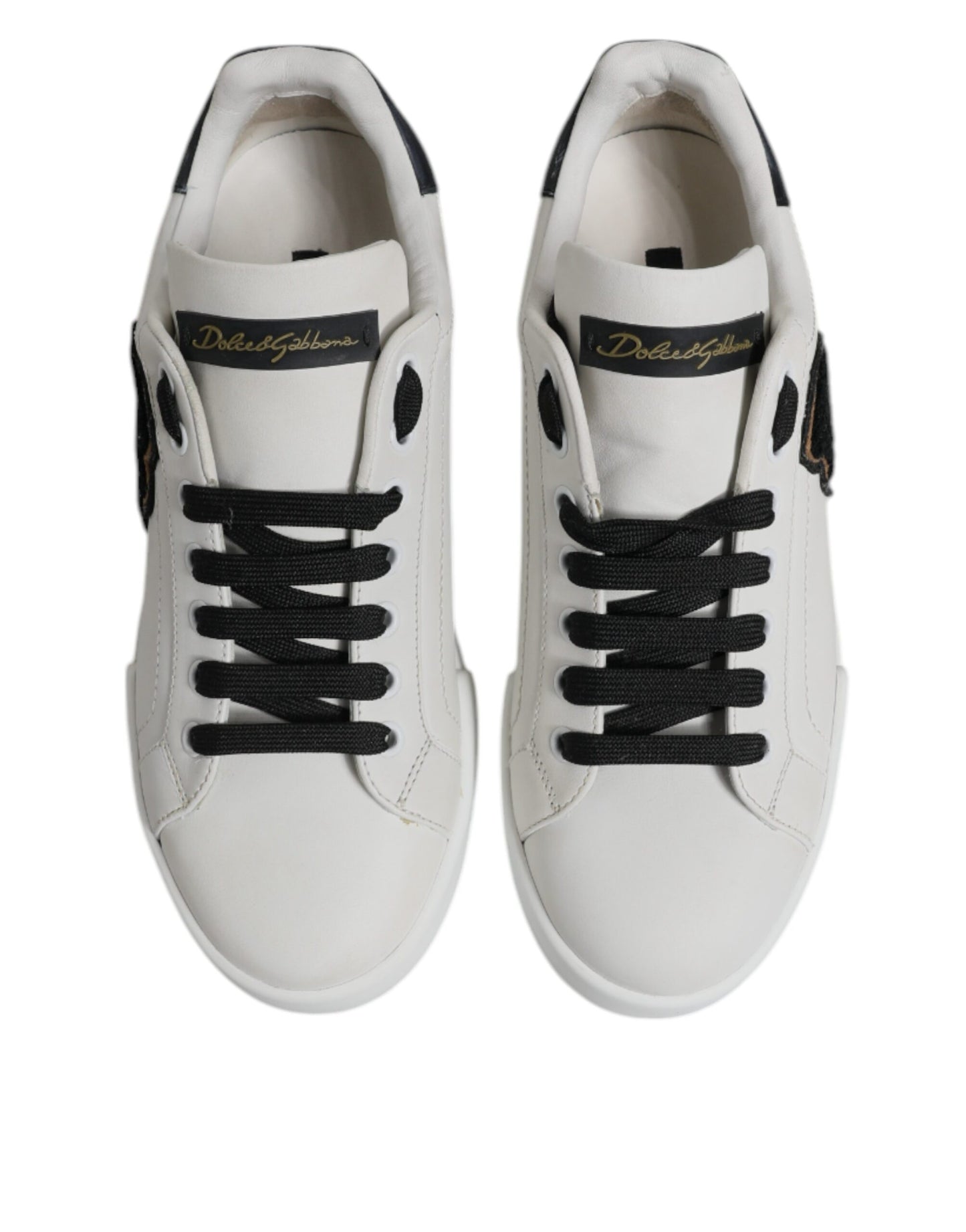Dolce &amp; Gabbana Weiße Leder DG Logo Low Top Sneakers Schuhe
