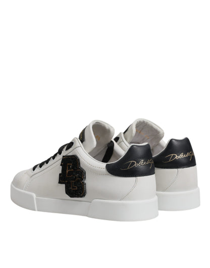 Dolce &amp; Gabbana Weiße Leder DG Logo Low Top Sneakers Schuhe