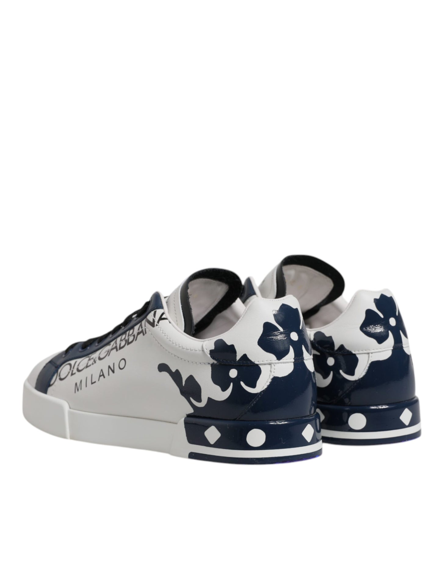 Dolce & Gabbana White Blue Crown Low Top Men Sneakers Shoes