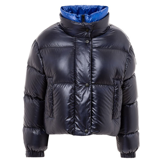 Blaue, durchgehende Polyamidjacke hinzufügen