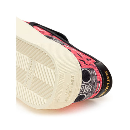 Saint Laurent Plateau-Sneakers aus rosa Baumwolle