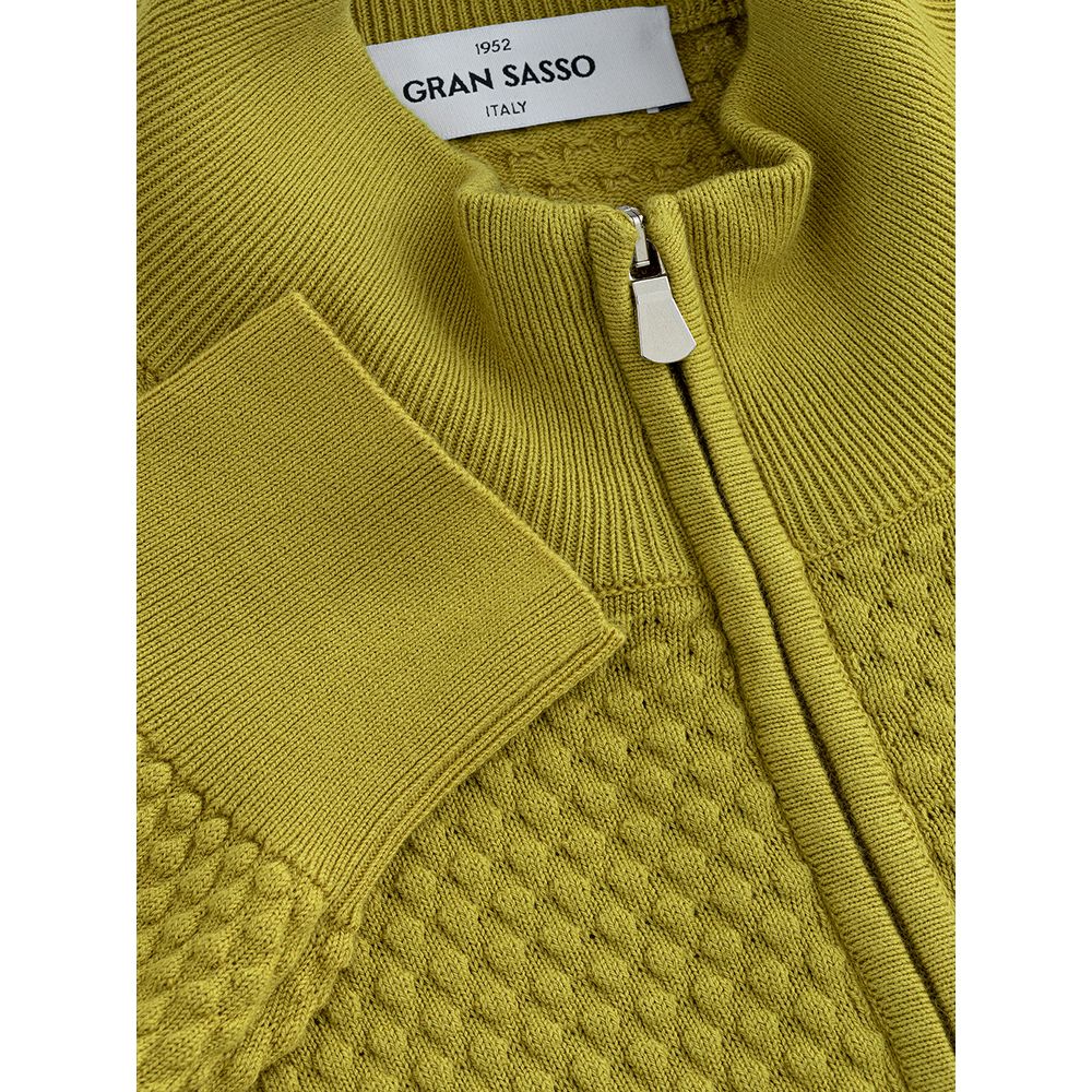 Gran Sasso Elegante gelbe Baumwoll-Strickjacke für Herren