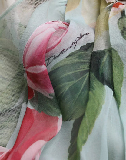 Dolce &amp; Gabbana – Langes, gestuftes Maxikleid mit Blumenmuster in Blau