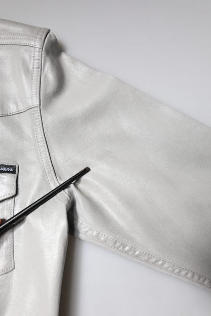 Dolce &amp; Gabbana – Button-Down-Hemd aus Baumwolle in Metallic-Grau