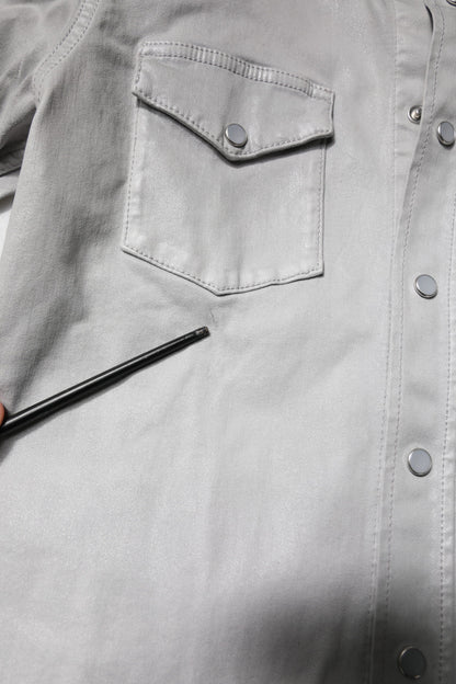 Dolce &amp; Gabbana – Button-Down-Hemd aus Baumwolle in Metallic-Grau