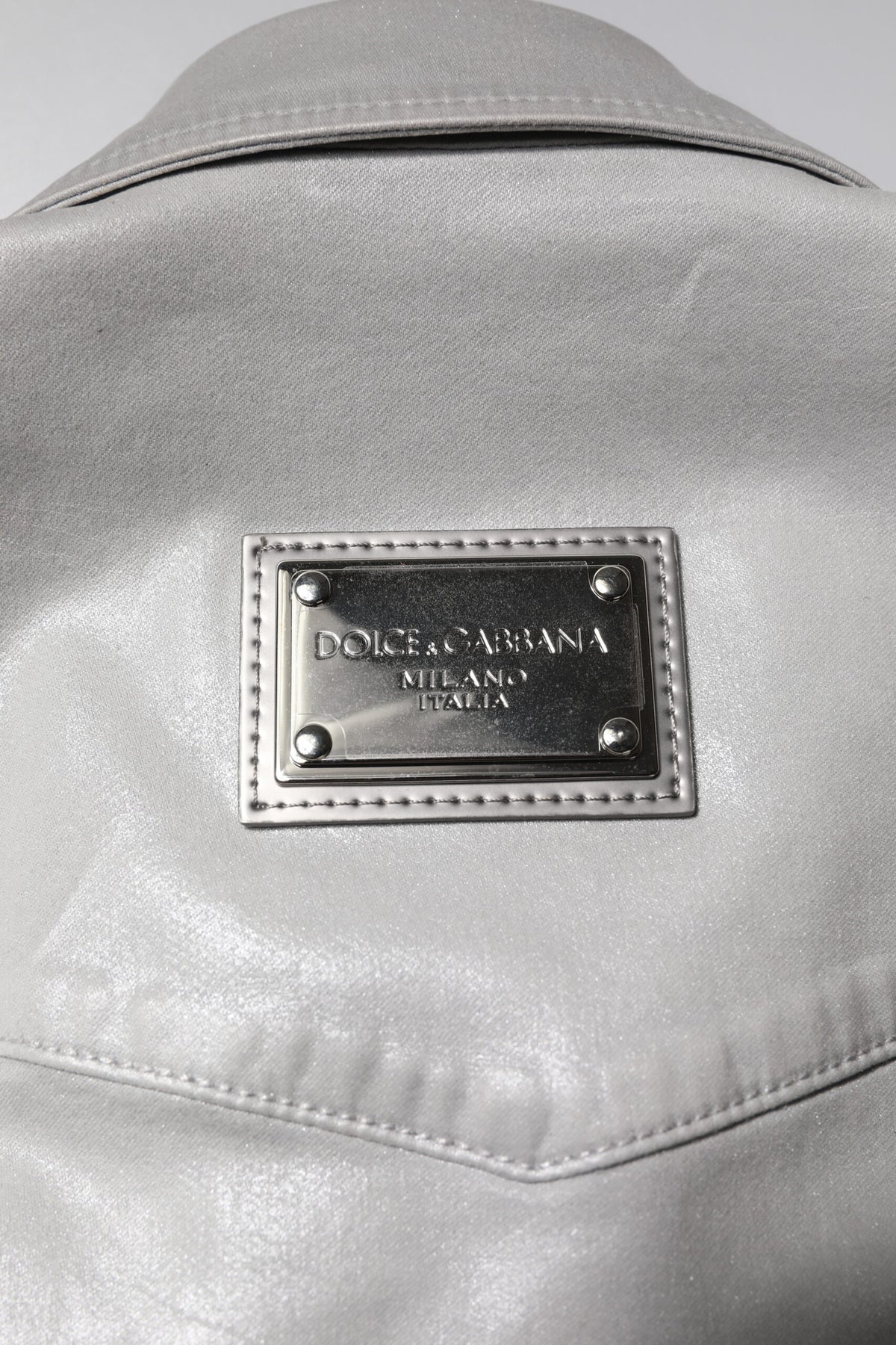 Dolce &amp; Gabbana – Button-Down-Hemd aus Baumwolle in Metallic-Grau