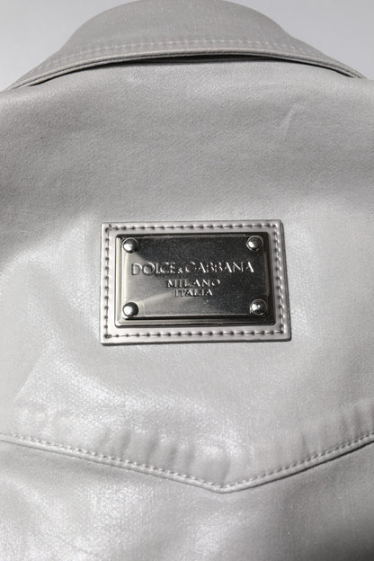 Dolce &amp; Gabbana – Button-Down-Hemd aus Baumwolle in Metallic-Grau
