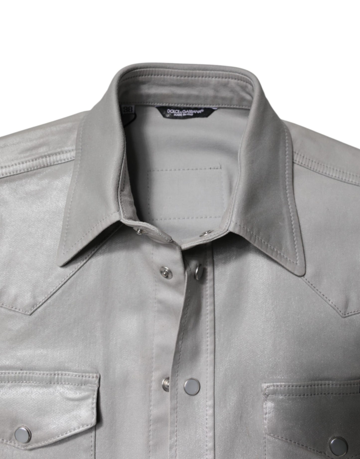 Dolce &amp; Gabbana – Button-Down-Hemd aus Baumwolle in Metallic-Grau