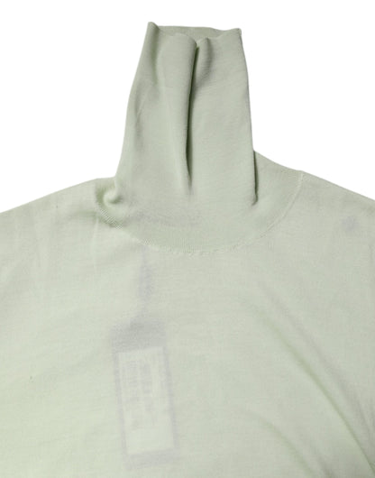 Dolce &amp; Gabbana Hellgrüner Rollkragenpullover aus Wolle