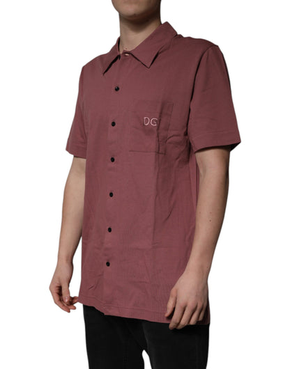 Dolce &amp; Gabbana Dunkelrosa Button-Down-Polohemd für Herren