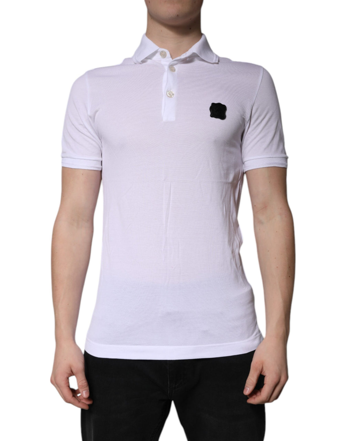 Dolce &amp; Gabbana – Weißes Poloshirt aus Baumwolle mit Logo und Kragen