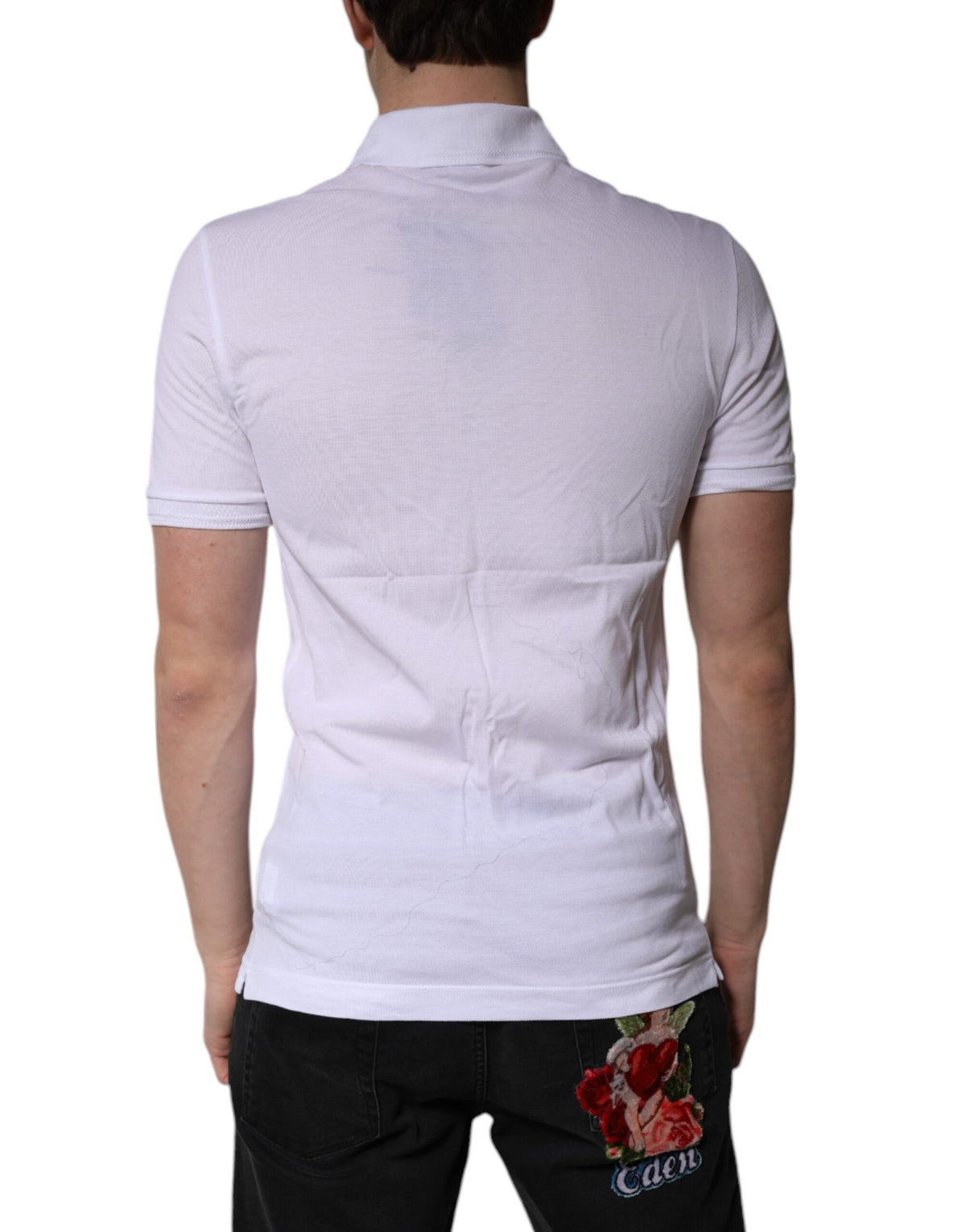 Dolce &amp; Gabbana – Weißes Poloshirt aus Baumwolle mit Logo und Kragen