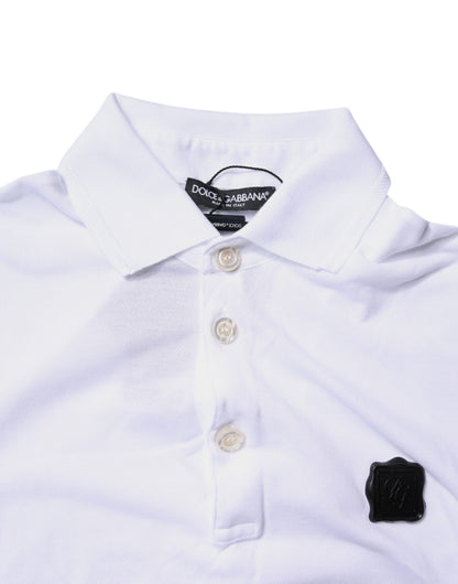 Dolce &amp; Gabbana – Weißes Poloshirt aus Baumwolle mit Logo und Kragen
