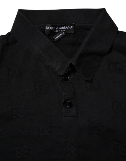 Dolce & Gabbana Black Silk Collared Polo T-shirt