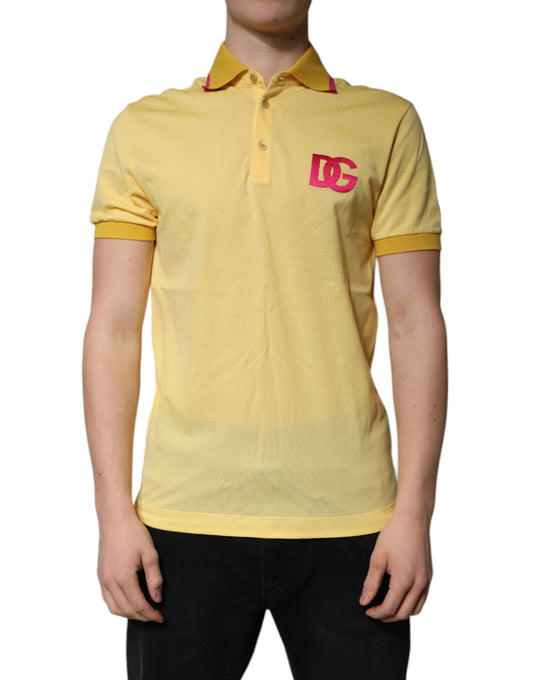 Dolce &amp; Gabbana – Gelbes Poloshirt aus Baumwolle mit Logo und Kragen