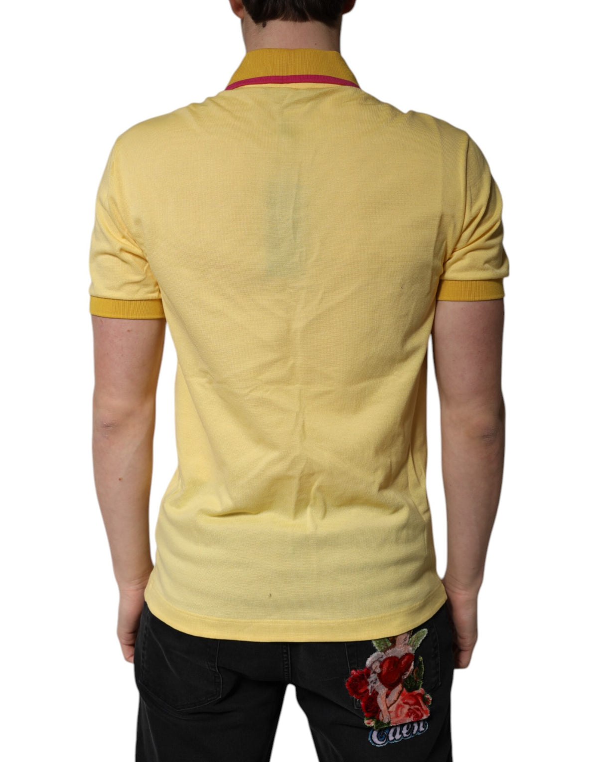 Dolce &amp; Gabbana – Gelbes Poloshirt aus Baumwolle mit Logo und Kragen