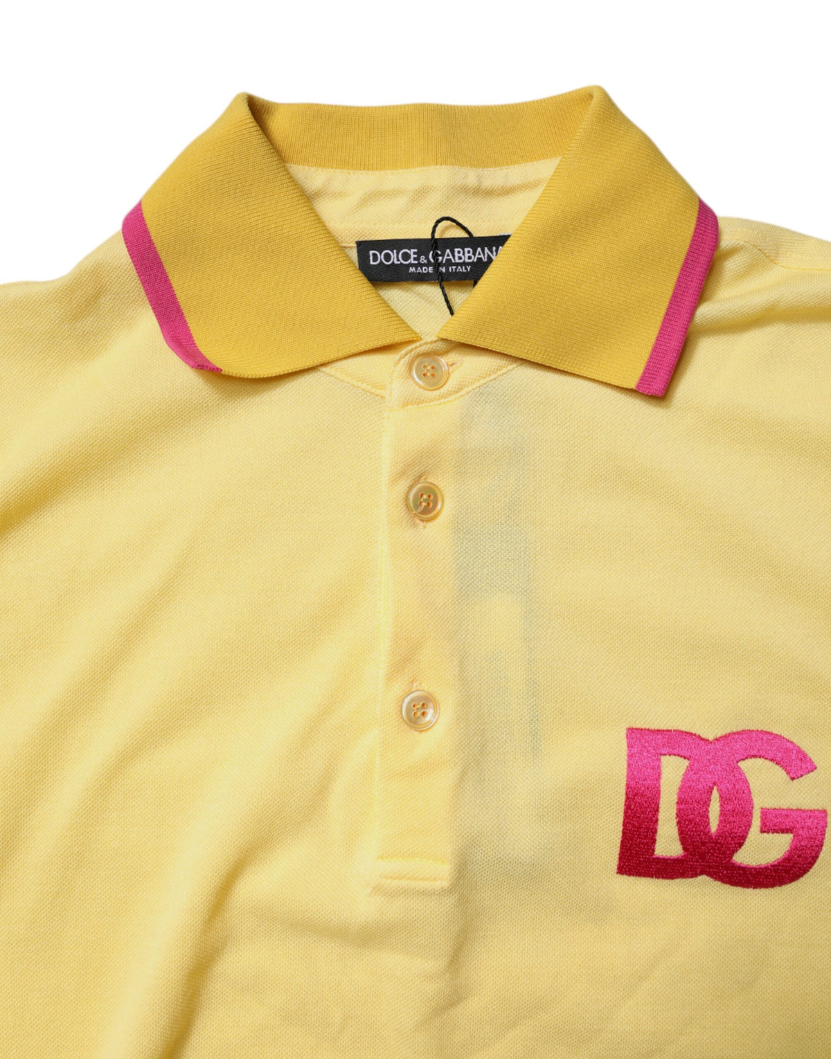 Dolce &amp; Gabbana – Gelbes Poloshirt aus Baumwolle mit Logo und Kragen