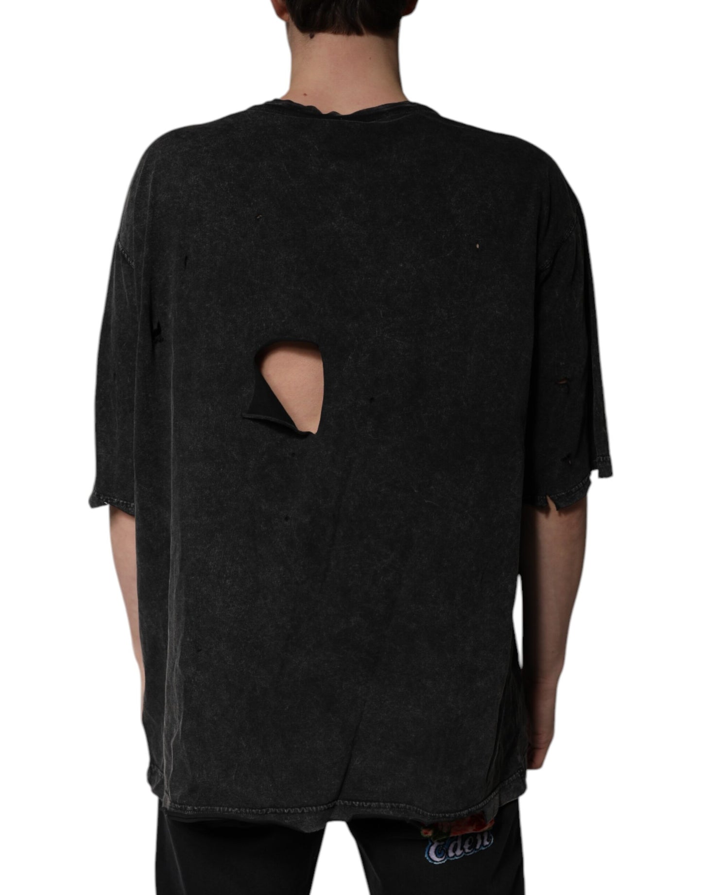 Dolce &amp; Gabbana – Schwarzes Baumwoll-T-Shirt mit Rundhalsausschnitt und grafischem Print